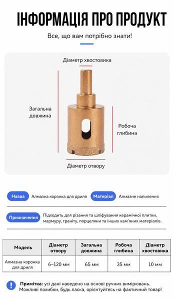 Алмазная коронка &Oslash;25 мм под дрель A004 фото